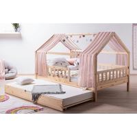 Hausbett KIM Naturfarben Altrosa ca.100x200cm Echtholz - Altrosa/Naturfarben, MODERN, Holz/Textil (100/200cm) - MID.YOU