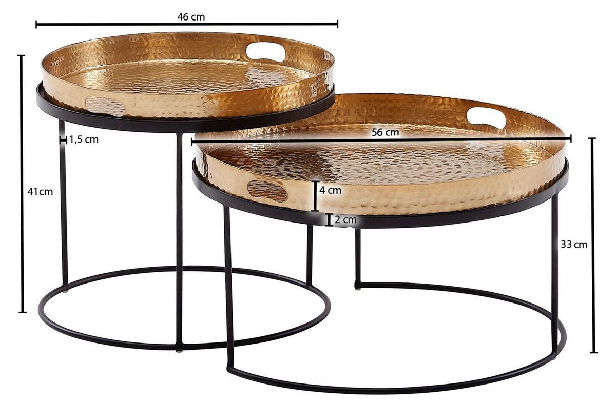 Set Klubskih Mizic Wohnling - zlate barve/črna, Moderno, kovina (46/46/41cm) - MID.YOU
