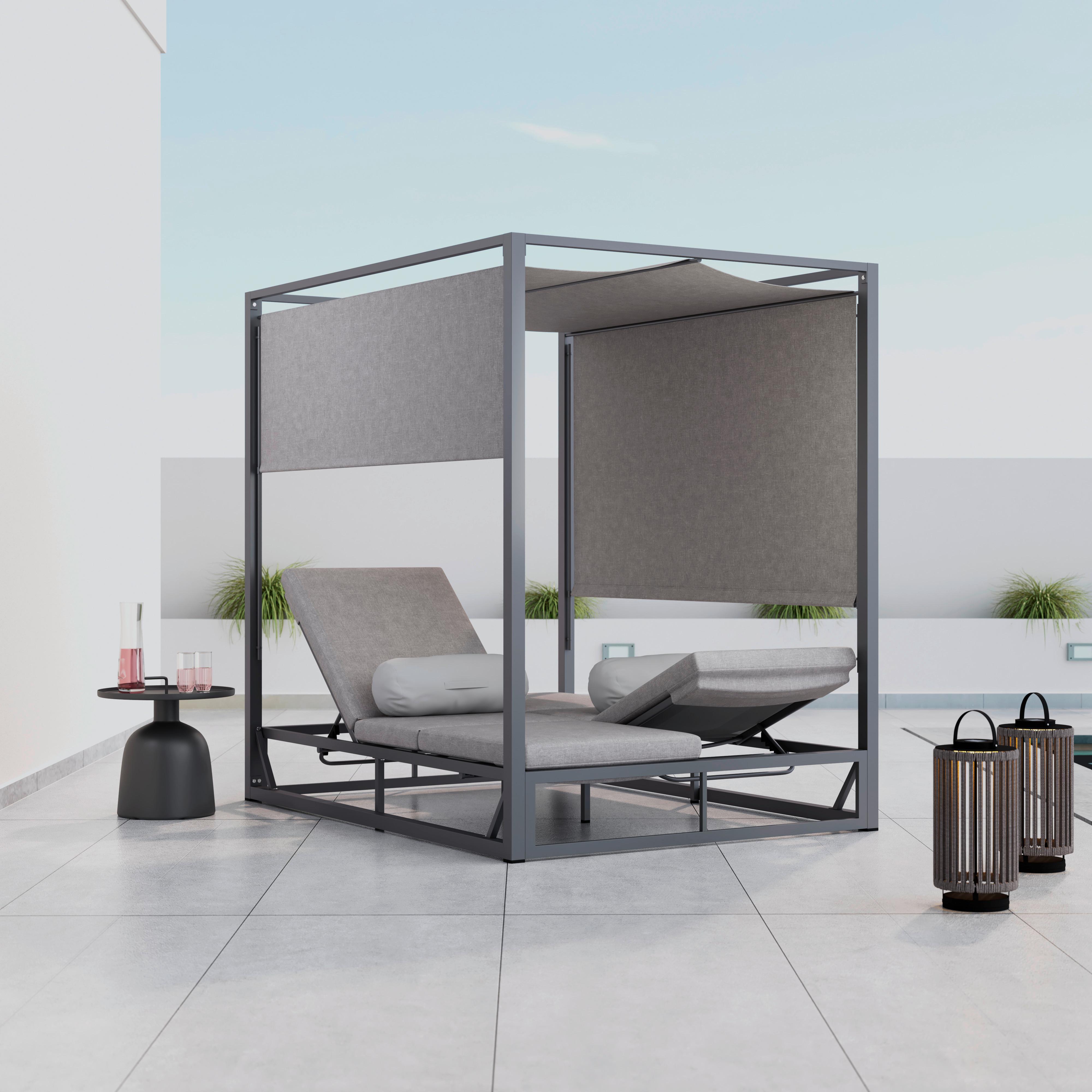 Vrtni Ležalnik / Postelja Aviva, Svetlo Siva - svetlo siva, Moderno, kovina/tekstil (148/196/200cm) - Bessagi Garden