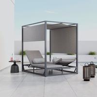 Sonnenliege Aviva Hellgrau wetterfest - Hellgrau, Modern, Textil/Metall (148/196/200cm) - Bessagi Garden