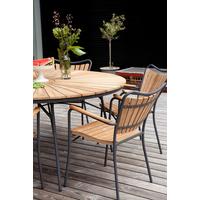 Gartenstuhl Ellen Anthrazit/Teak stapelbar - Anthrazit/Teakfarben, KONVENTIONELL, Holz/Metall (58,5/78/56,5cm) - Gardenson