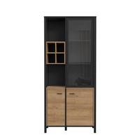 Vitrin High Rock - fekete/tölgyfa, Design, faalapú anyag/Üveg (86,3/193,9/40,2cm) - Mömax