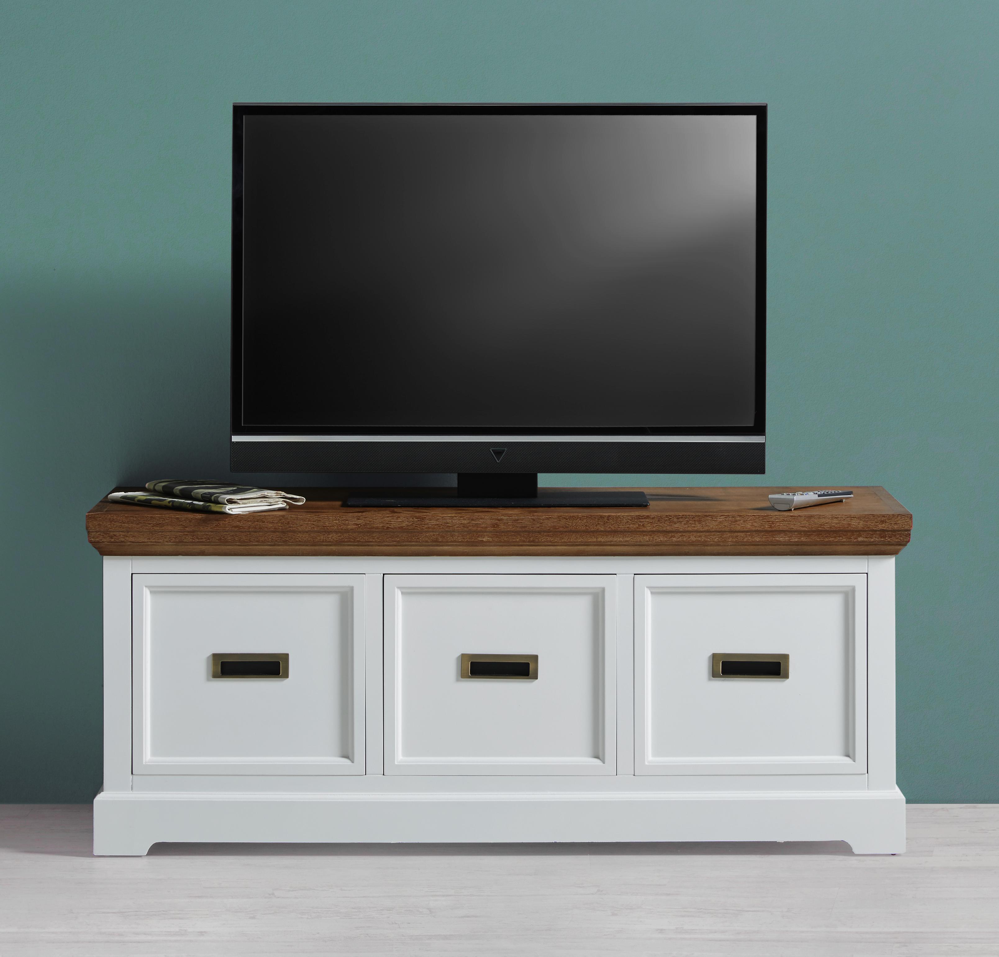 TV-Element in Eschefarben/Weiß 'Melanie' - Eschefarben/Weiß, MODERN, Holz/Metall (120/50/40cm) - Bessagi Home