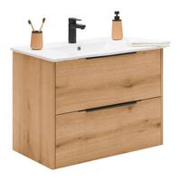Waschtischkombi Aris Eichefarben - Eichefarben/Schwarz, MODERN, Keramik/Holzwerkstoff (80/60/45cm) - Mömax