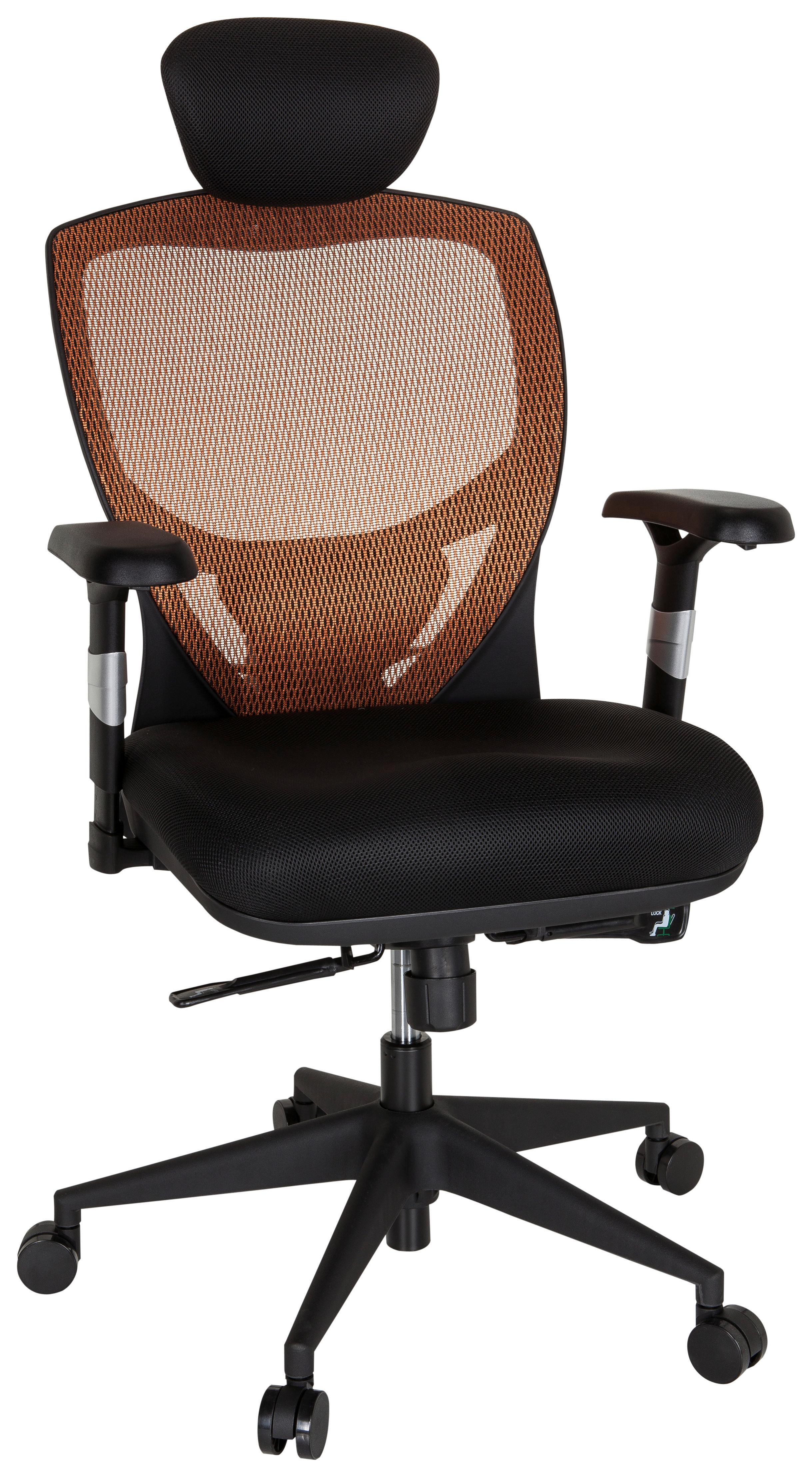 Pisarniški Stol Venus Base, Oranžna, Črna - črna/oranžna, Basics, umetna masa/tekstil (66/117/65cm) - MID.YOU