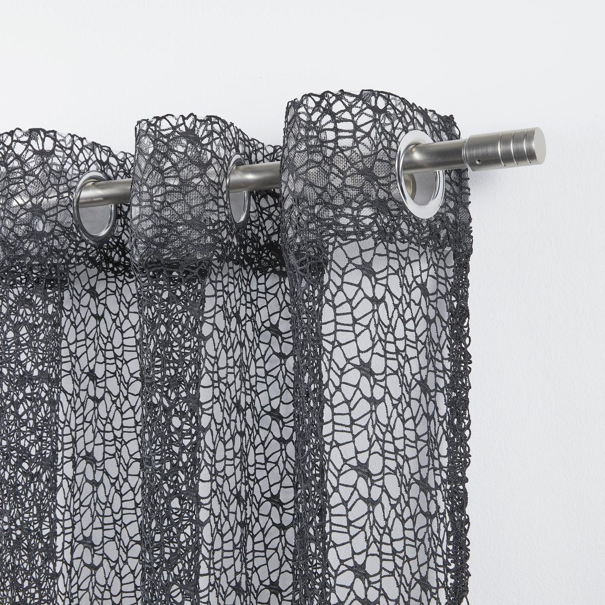 Zavesa Z Obročki Astrid - črna, Moderno, tekstil (140/245cm) - Modern Living