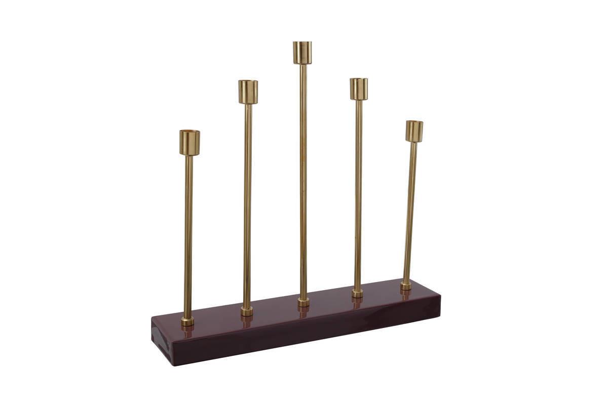 KERZENSTÄNDER KERZENHALTER ART DECO 525 - Bordeaux/Goldfarben, Trend, Metall (40/40/9cm) - Kayoom