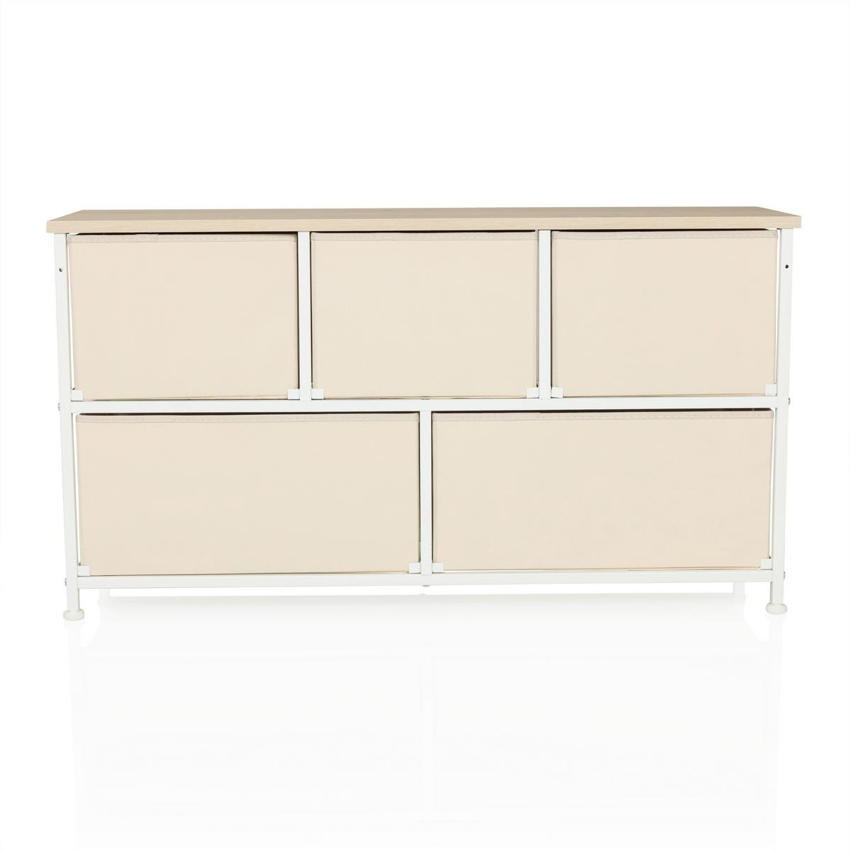 Komoda Foldar, Bež - bela/bež, Moderno, umetna masa/tekstil (100/55/30cm) - MID.YOU