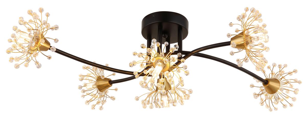 DECKENLEUCHTE 16054-6D FIORE - Klar/Goldfarben, Design, Kunststoff/Metall (74/43/22cm) - Globo