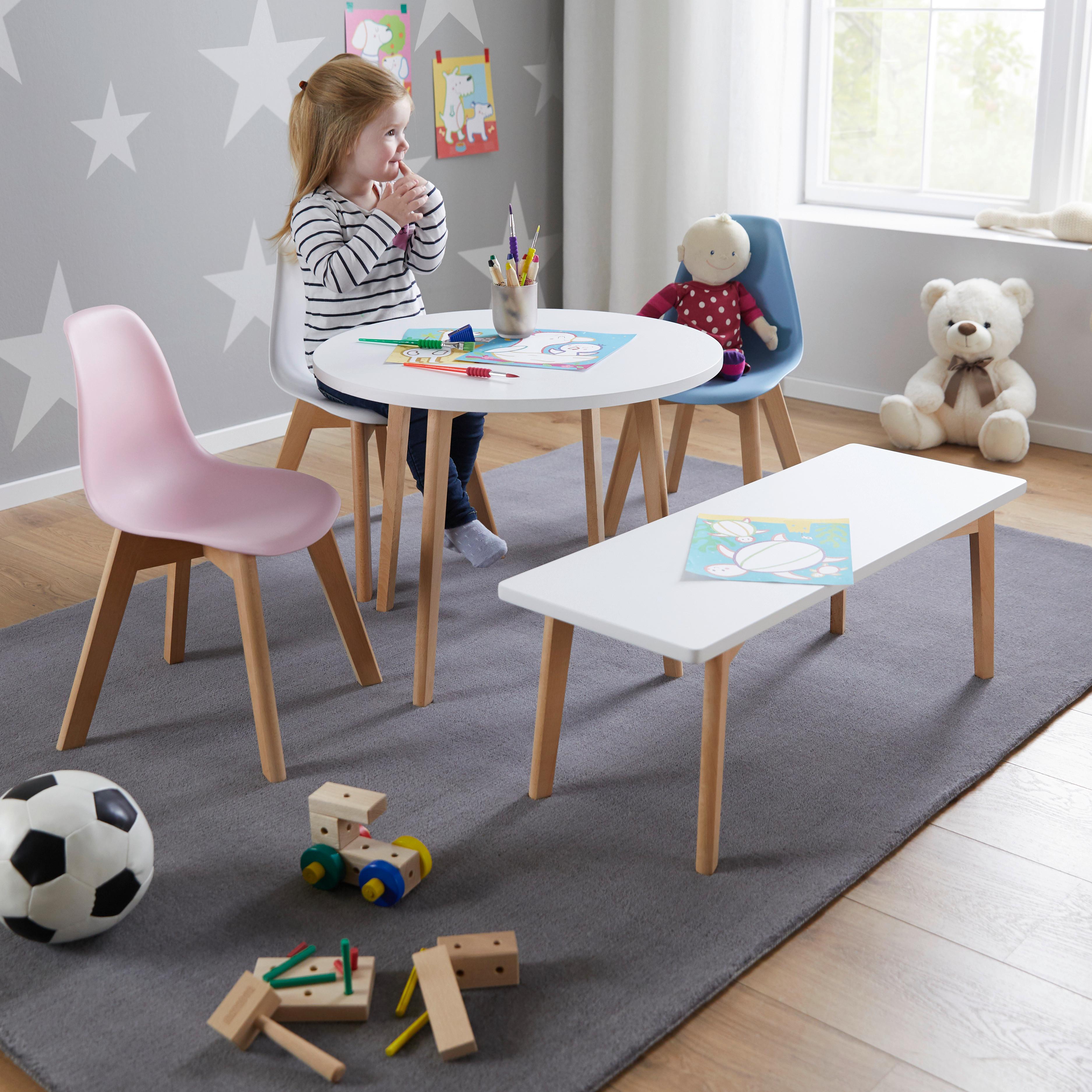 BARNBORD TIBBY - vit/bokfärgad, Modern, trä (60/47cm) - Bessagi Kids