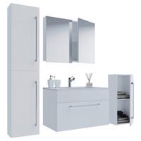 Kopalnica Badinos, Bela - bela/barve aluminija, Moderno, kovina/leseni material (126cm) - MID.YOU