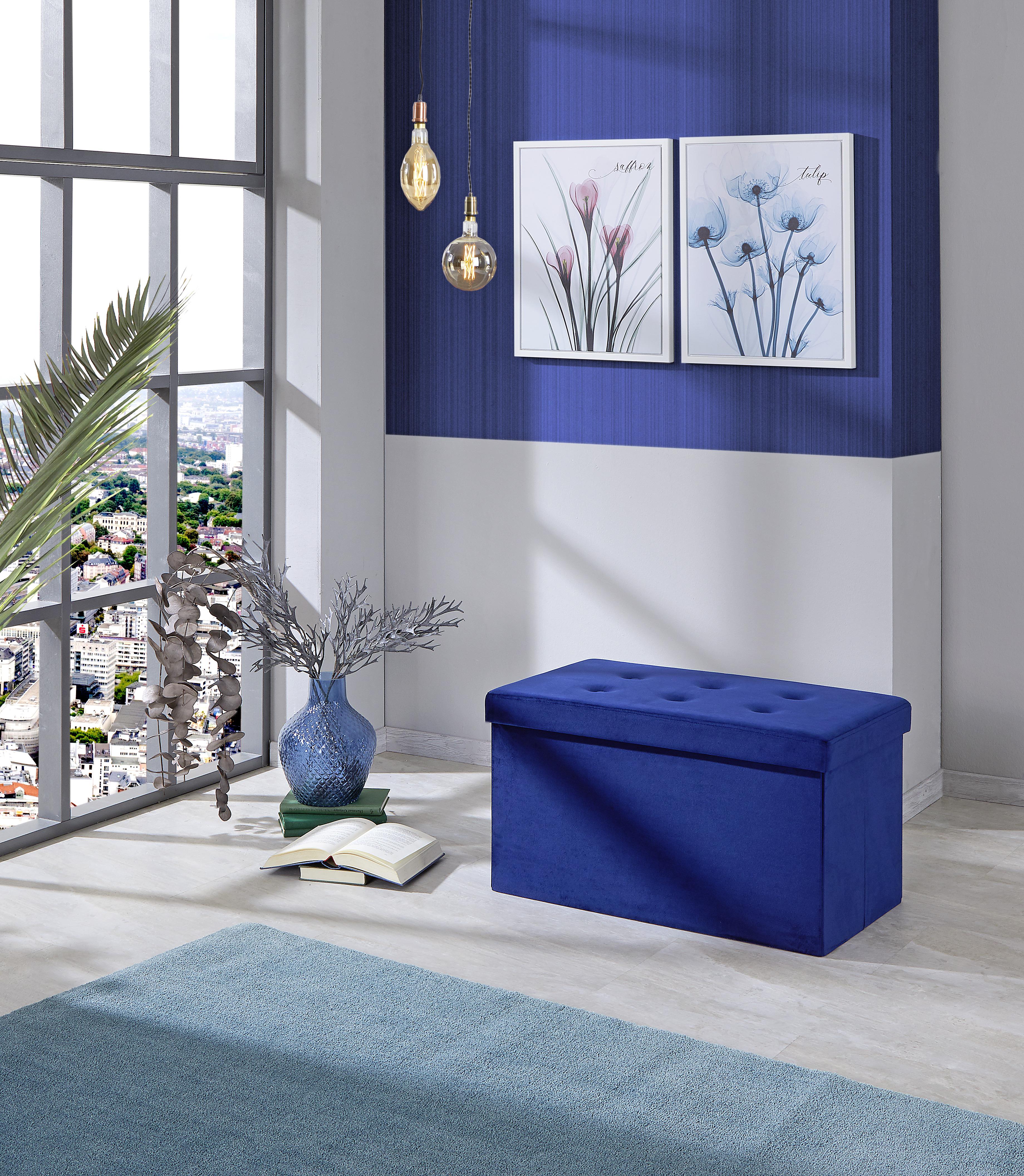 Zaboj Za Sedenje Velvet, Modra, Žamet - modra, Moderno, tekstil (70/38/38cm) - MID.YOU