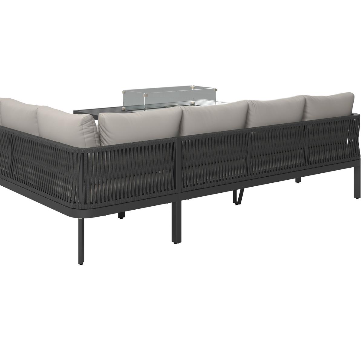 Garnitură grădină Selena - gri deschis/culoare inox, Modern, sticlă/metal (258/66/72cm) - Bessagi Garden
