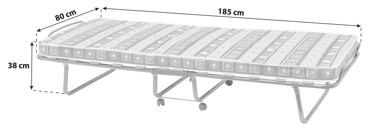 Zložljiva Postelja Graz, Z Vzmetnico In Kolesi, 80x185 - Moderno, kovina (80/185cm)