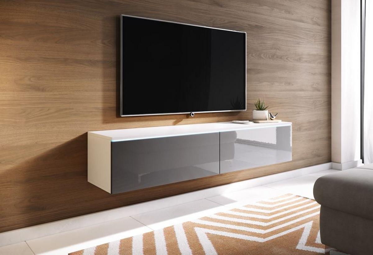 Nizka Omarica Lowa, Bela, Siva, Led - siva/bela, Trendi, umetna masa/leseni material (140/30/33cm) - P & B