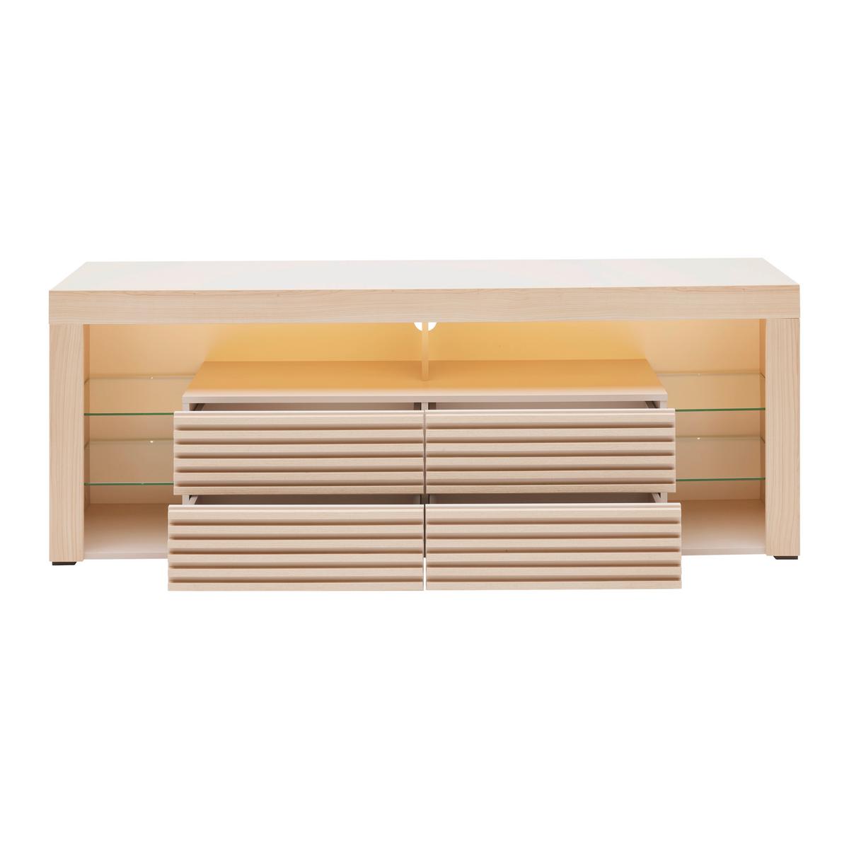 Lowboard Goal Kaschmir Riva Eiche/Cashmere - Kaschmir, MODERN, Glas/Holzwerkstoff (179/67/44cm) - Mömax