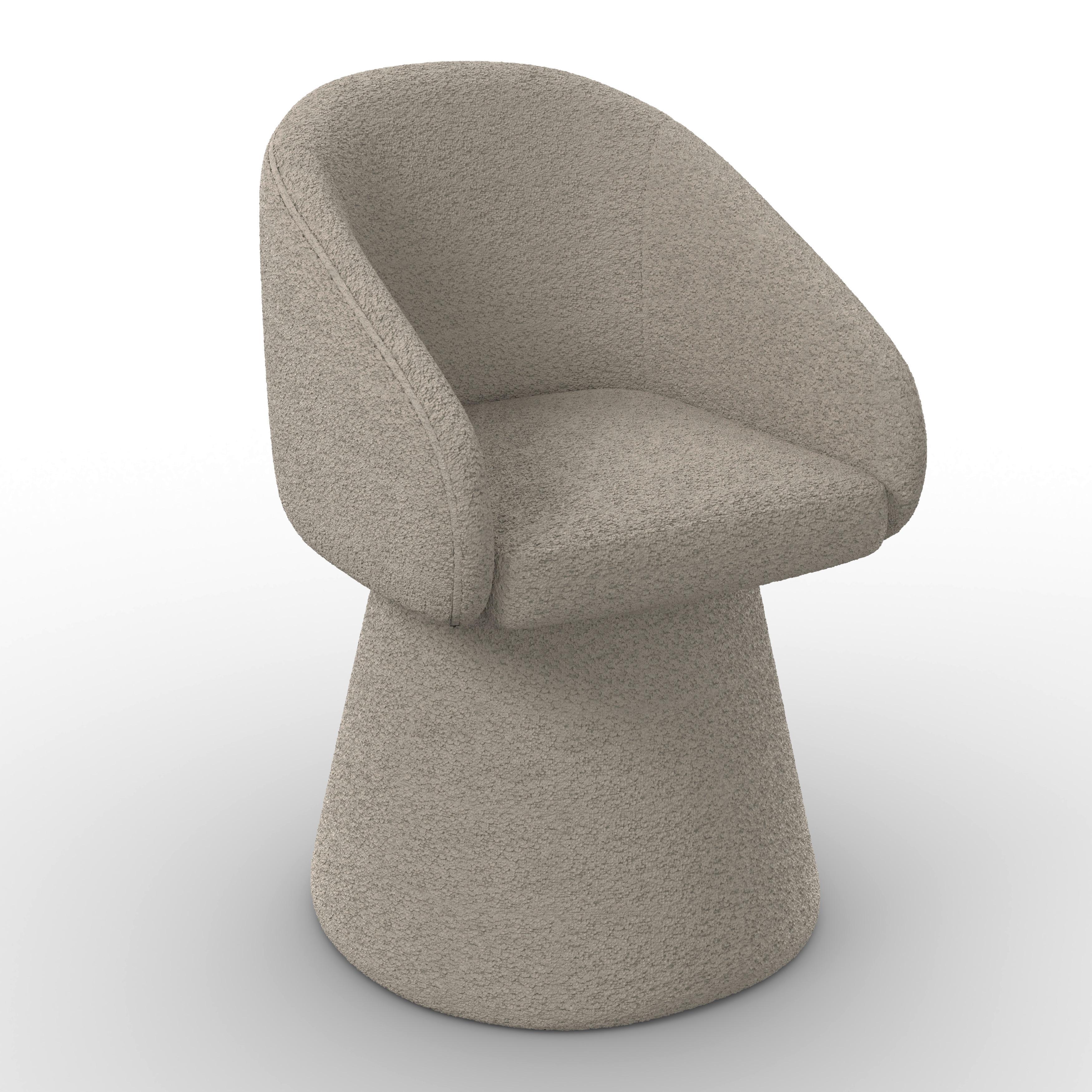 Armlehnstuhl Maia Grau Chenille Drehbar Gepolstert - Grau, MODERN, Textil/Metall (60/84,5/59cm) - Bessagi Home