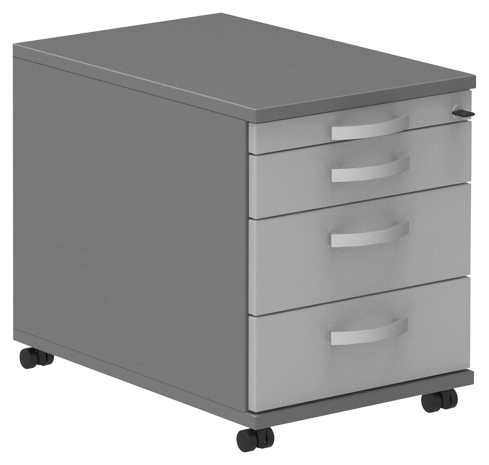 KONTENER NA KÓŁKACH TECHNO - antracytowy/jasnoszary, Konventionell, materiał drewnopochodny/metal (42,7/54,4/60cm) - Moderano