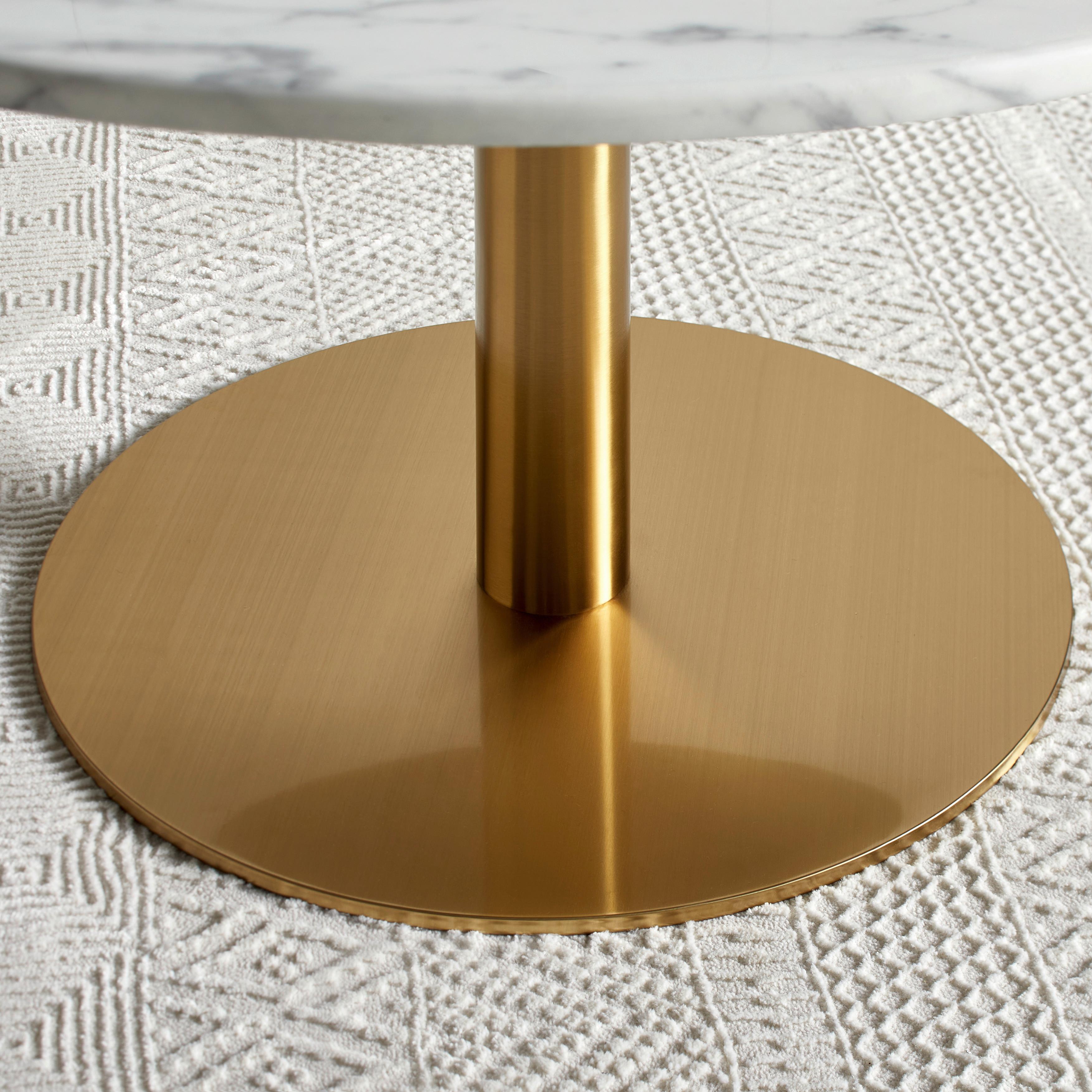 SOFFBORD BURSA - vit/guldfärgad, Modern, metall/sten (80/45cm) - Mömax