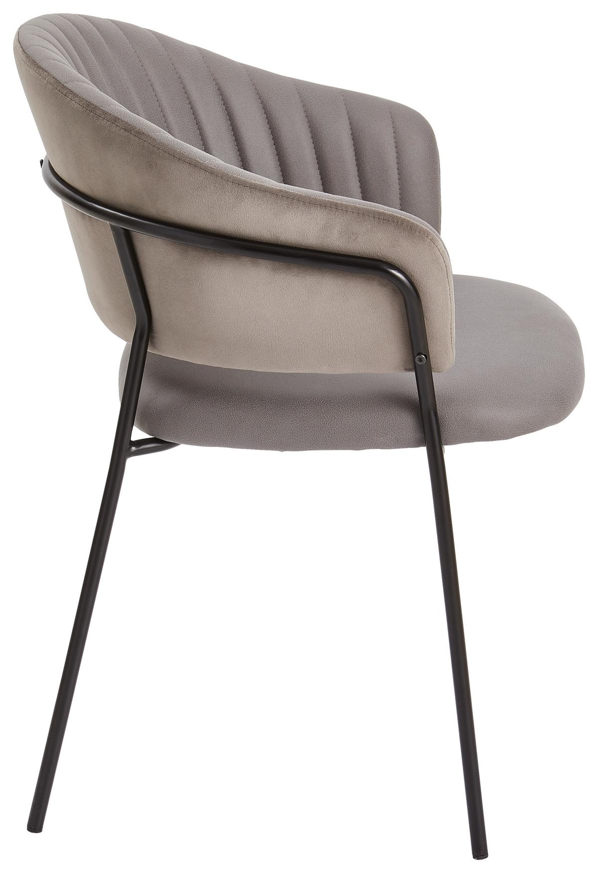 KRZESŁO Z PODŁOKIETNIKAMI EDITH - czarny/szary, Basics, metal/tkanina (58/80/54cm) - Livetastic