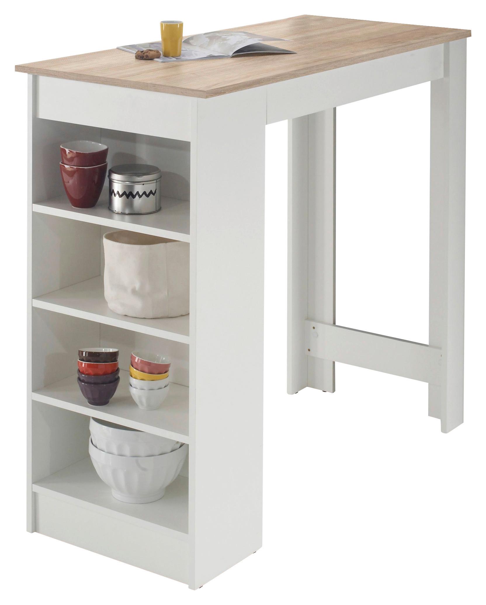 STÓŁ BAROWY MOJITO - kolor dębowy/biały, Design, materiał drewnopochodny (115/50/103cm) - MID.YOU
