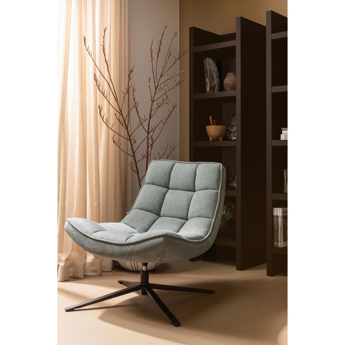 Sessel Maudi Blau B: 74 cm - Blau/Schwarz, Design, Textil/Metall (74/84/86cm) - Livetastic