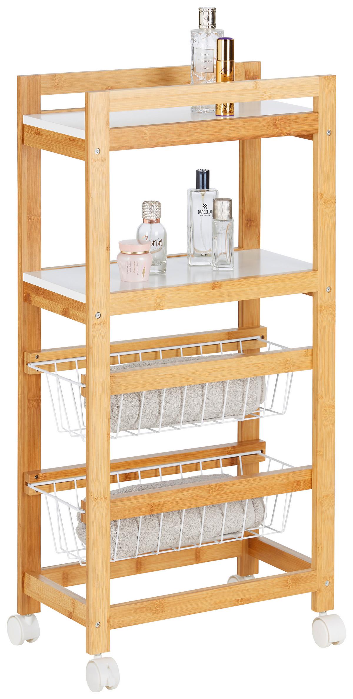 Allzweckwagen Natur/Weiss - Weiss/Naturfarben, Modern, Holz/Holzwerkstoff (40/83/22cm) - Mömax