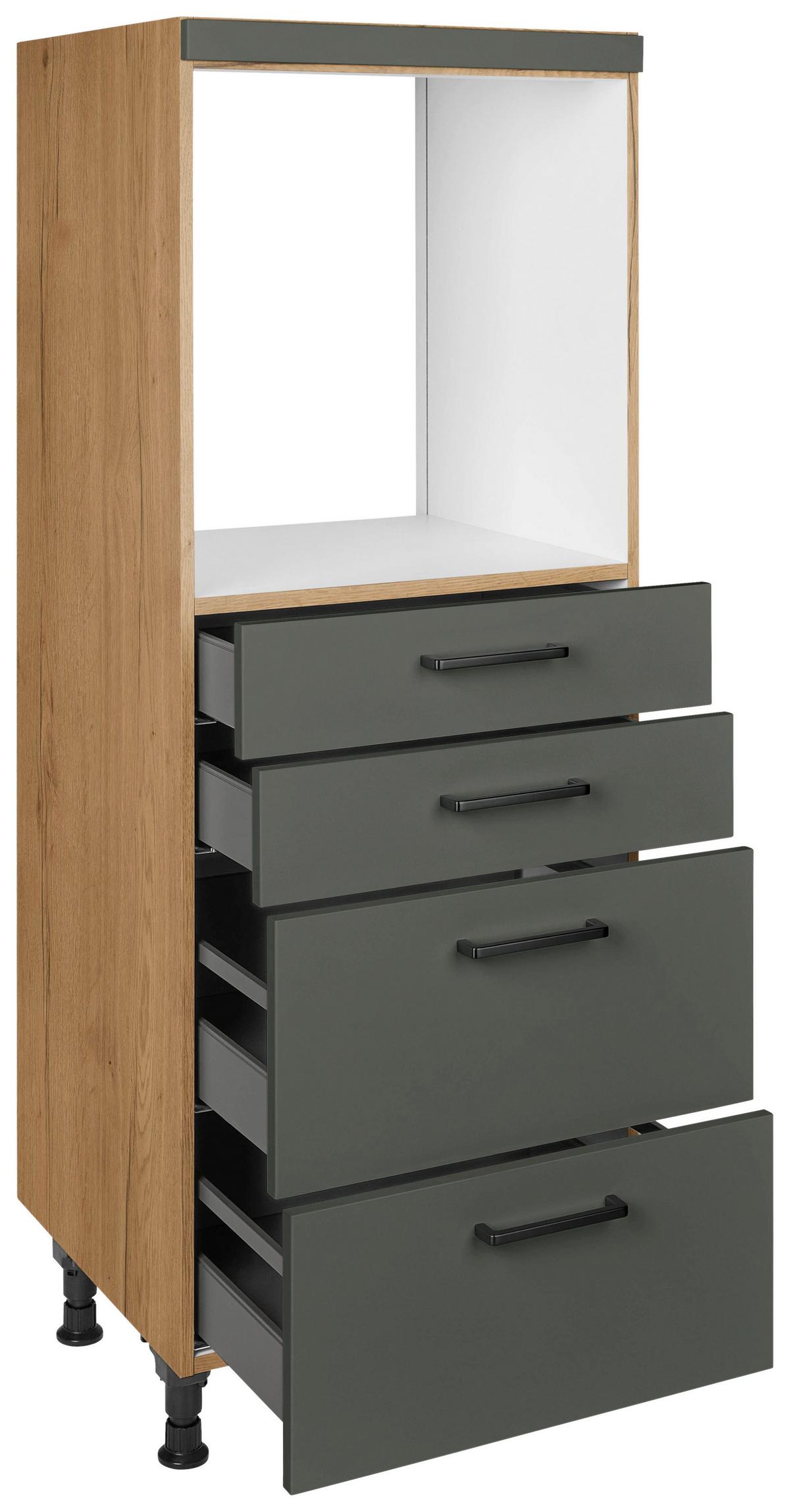 Geräteumbauschrank Easytouch Grün - Eichefarben/Schwarz, MODERN, Holzwerkstoff/Metall (60/168/58cm) - Nobilia