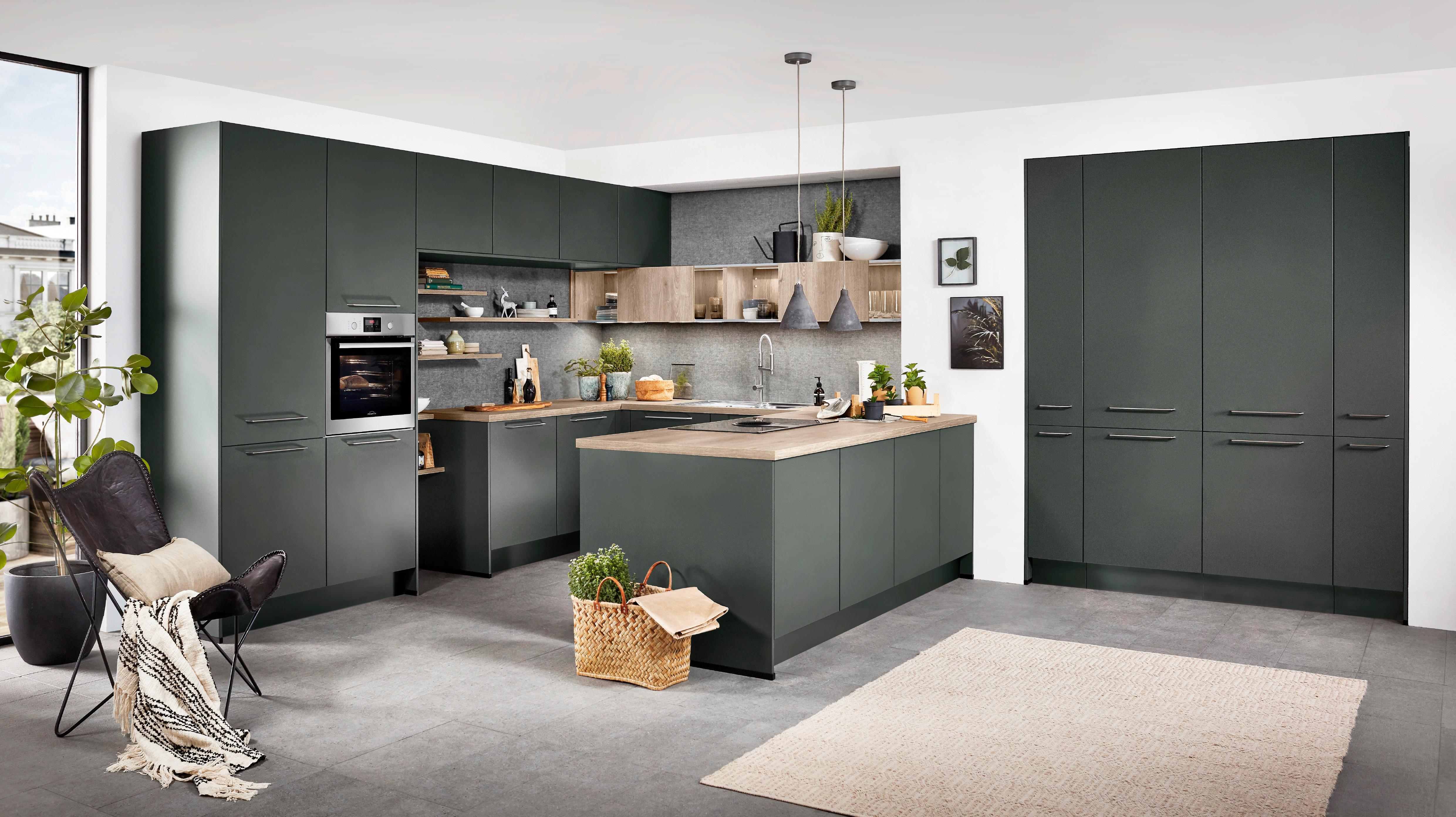 Bucătărie la comandă Easytouch - verde, Modern, material pe bază de lemn - Nobilia