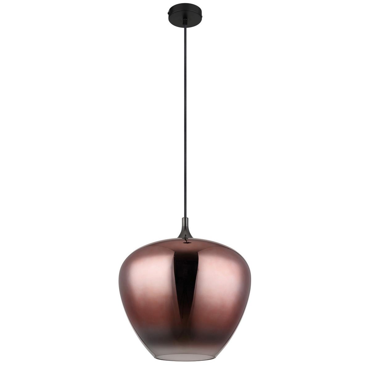 HÄNGELEUCHTE 15548H2G MAXY - Schwarz/Kupferfarben, Design, Glas/Metall (40/120cm) - Globo