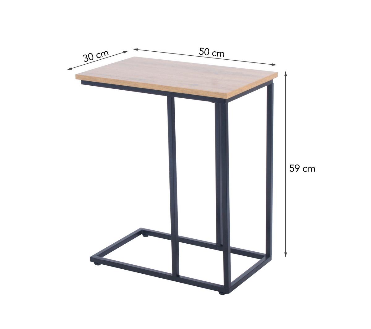 Stočić Ludwig - prirodna boja/crna, Moderno, metal/pločasti materijal (30/59/50cm) - Modern Living