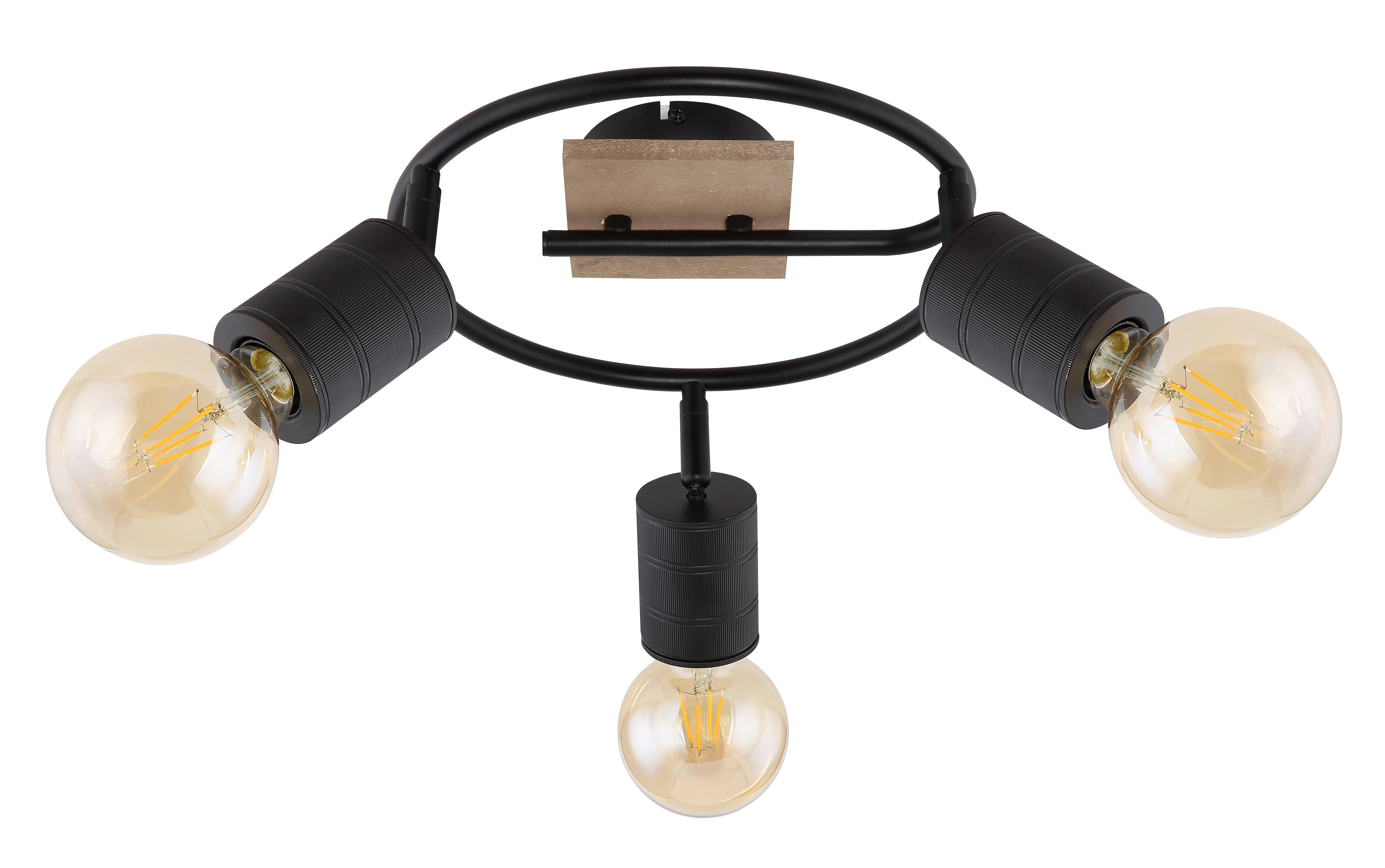 Strahler Josella in Schwarz max. 60 Watt - Dunkelbraun/Schwarz, Design, Holz/Metall (29/18cm) - Globo