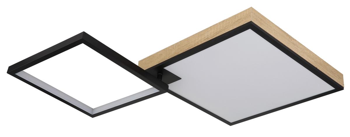 LED-Deckenleuchte Jacky Schwarz/Dunkelbraun max.40Watt - Dunkelbraun/Opal, Design, Holzwerkstoff/Kunststoff (85,5/55/10cm) - Globo