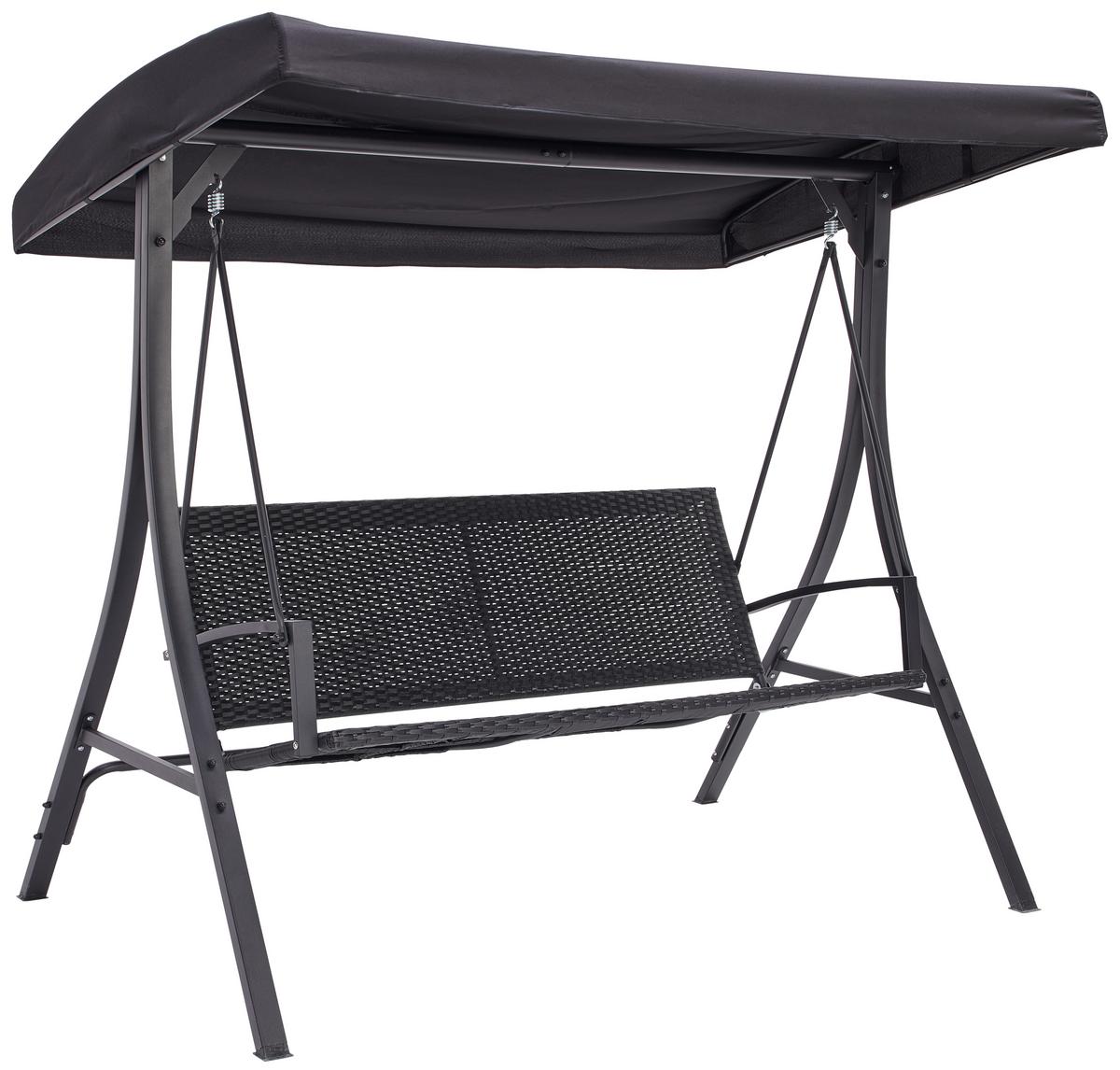 Hollywoodschaukel Laura in Anthrazit/Schwarz - Anthrazit/Schwarz, Modern, Kunststoff/Textil (192/166/120cm) - Mömax