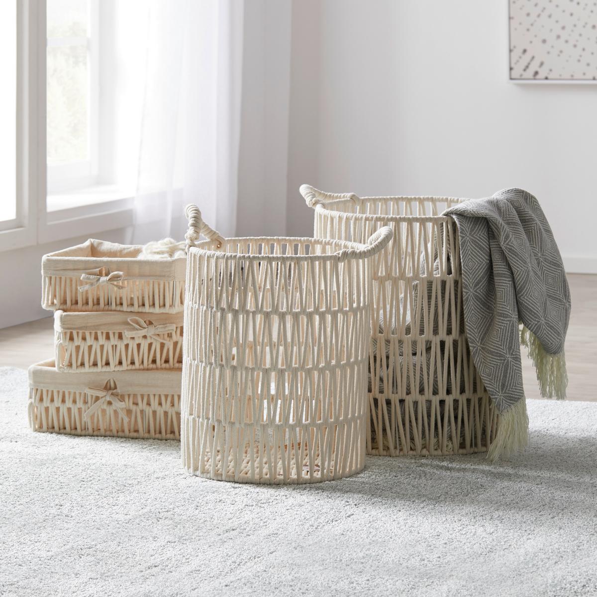 Korb Lou Weiß Ø ca. 37cm - Weiss, Modern, Textil/Metall (37/45cm) - Mömax