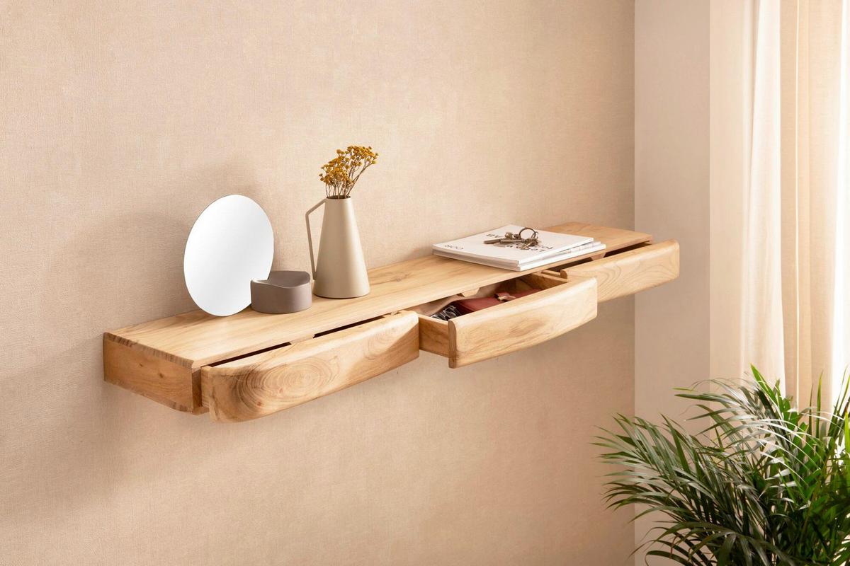 Wandboard Wl7.389 - Akaziefarben, Design, Holz (120/8/20cm) - Livetastic