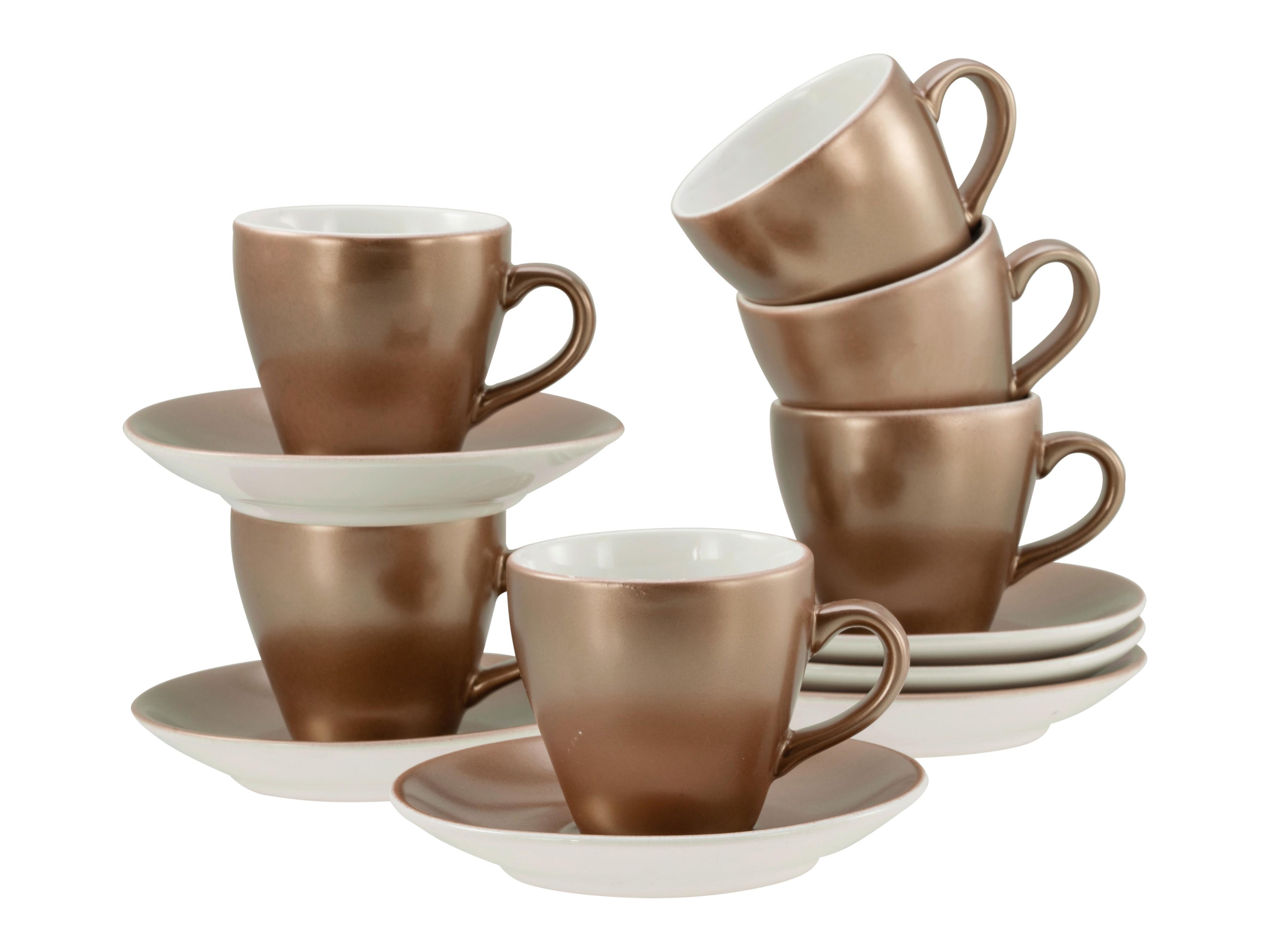 Kavni Servis Golden Days White, 12-Delni - zlate barve/bela, Basics, keramika - Creatable