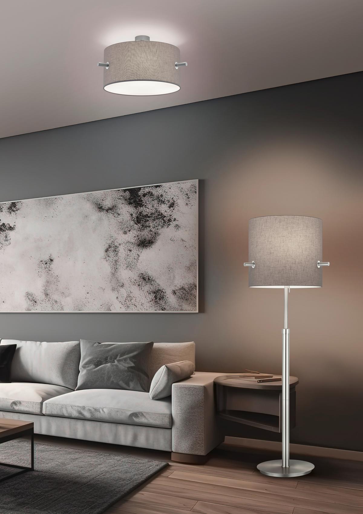 Stehleuchte Camden Grau/Nickel max. 60 Watt - Grau/Nickelfarben, Basics, Textil/Metall (65,0/187,0cm) - Trio Leuchten