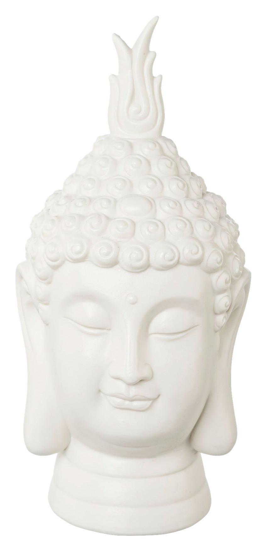 Buddhakopf Bright II mit Beleuchtung - Weiß, Design, Keramik (21,5cm)