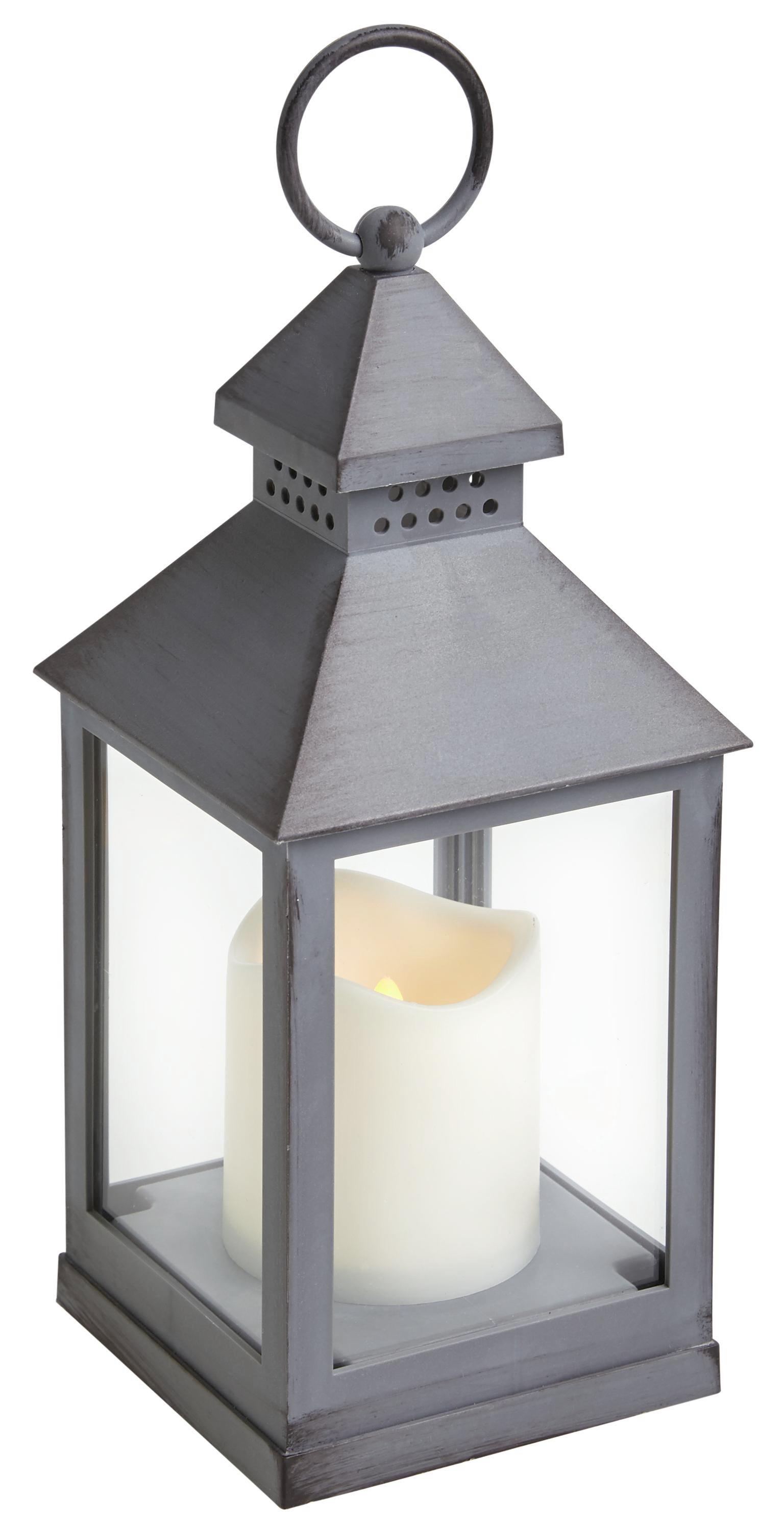 Laterne Max in Grau mit LED - Grau, KONVENTIONELL, Kunststoff (10,5/24/10,5cm) - Mömax modern living