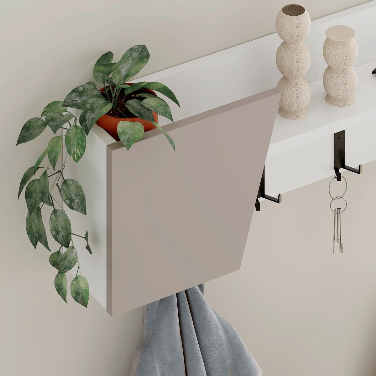 Wandgarderobe Eleva ca. 74x26 cm Weiß/Mokka - Weiß/Mokka, Design, Holzwerkstoff/Metall (74/26/15.7cm) - Livetastic