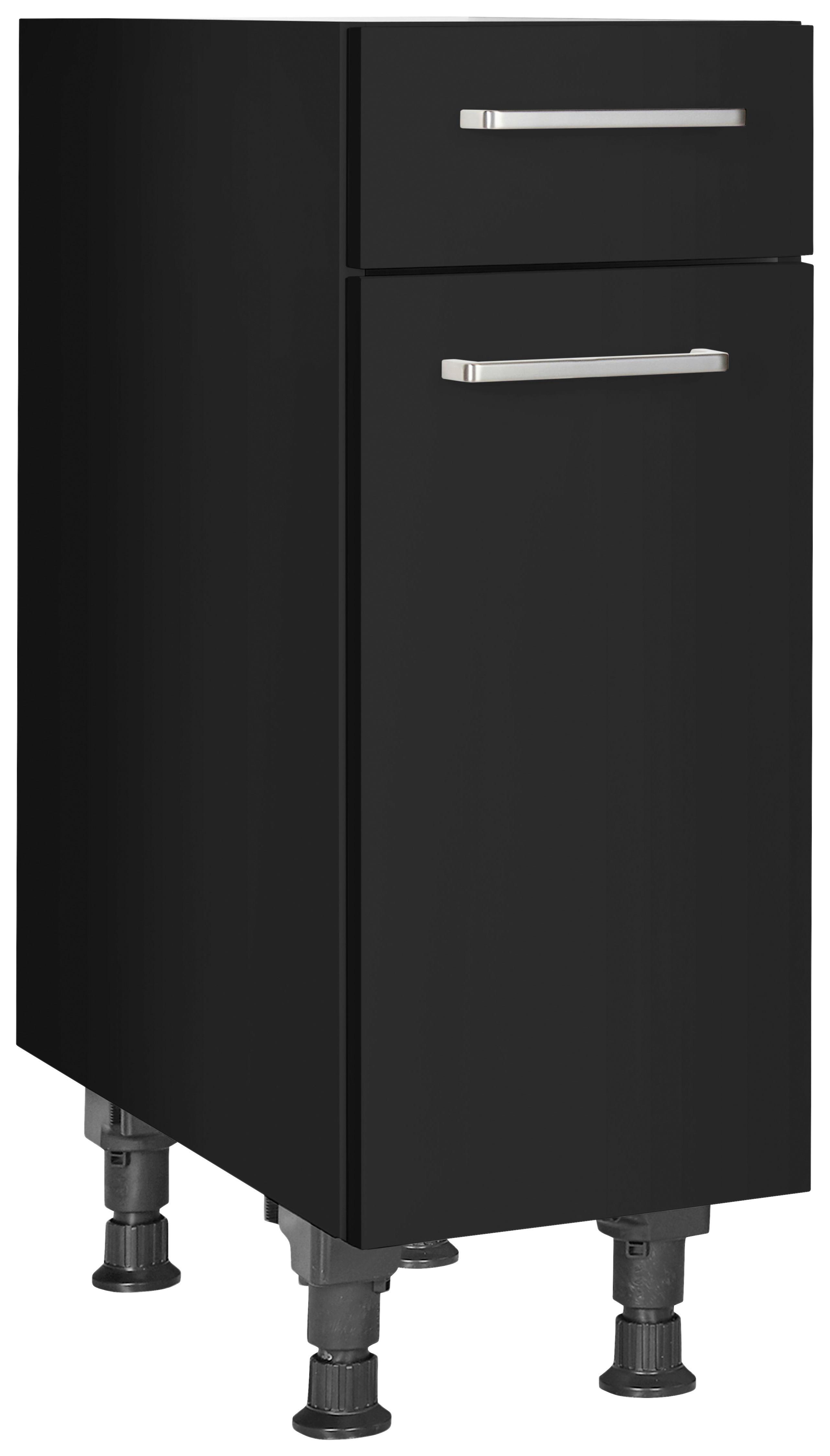 Schubkastenunterschrank Touch Schwarz - Edelstahlfarben/Schwarz, MODERN, Holzwerkstoff/Metall (30/87/56cm) - Nobilia