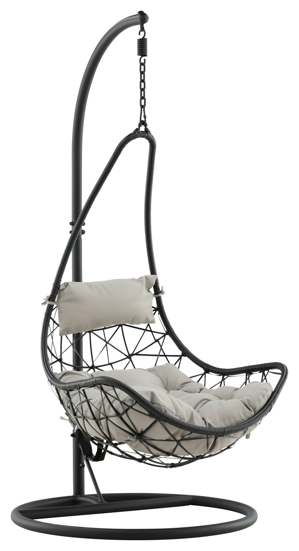 HÄNGESESSEL VIDE - Schwarz/Grau, KONVENTIONELL, Kunststoff/Textil (95/196/95cm) - Gardenson