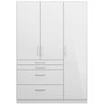 Drehtürenschrank Weiß Hochglanz - Alufarben, MODERN, Holzwerkstoff/Kunststoff (136/197/54cm) - MODERN LIVING