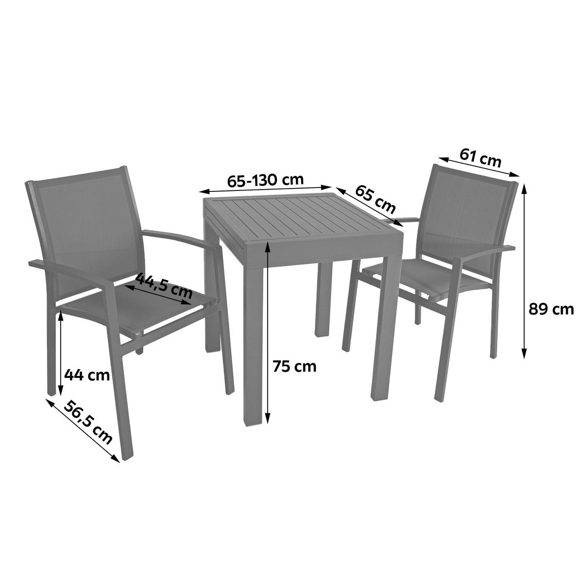 Gartenset Elena 3-tlg. Dunkelgrau/Schwarz - Dunkelgrau/Schwarz, Basics, Kunststoff/Metall (56,5/89/61cm) - Gardenson