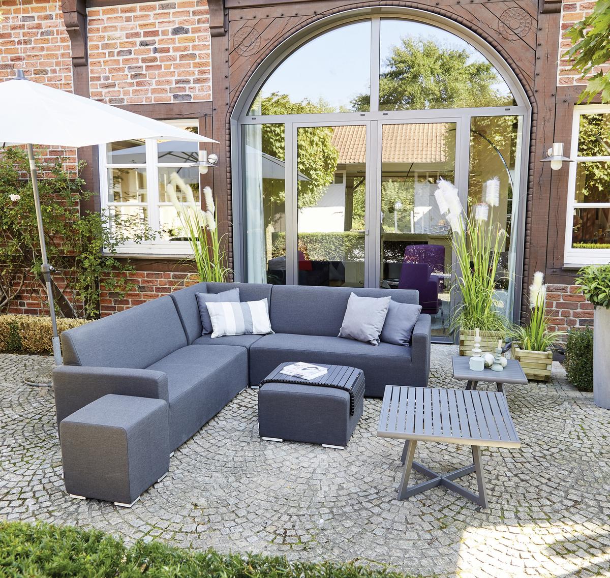 Sonnenschirm BHT: 250x258x250 cm Anthrazit/Beige - Anthrazit/Beige, KONVENTIONELL, Textil/Metall (250/250cm) - Siena Garden