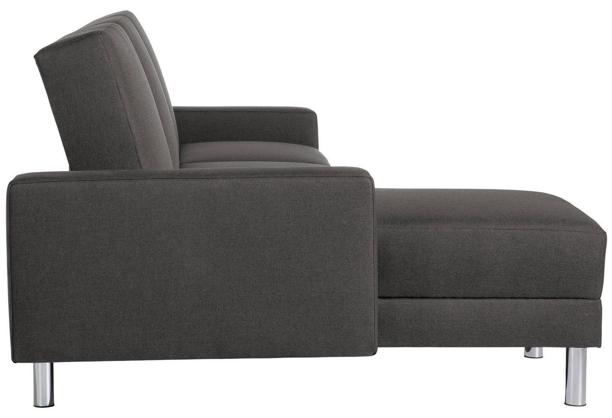 ECKSCHLAFSOFA JUST FASHION - Chromfarben/Anthrazit, KONVENTIONELL, Textil/Metall (152/230cm) - Max Winzer