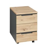 Rollcontainer Memphis in Eiche Artisan/Graphitfarben - Graphitfarben/Eiche Artisan, MODERN, Holzwerkstoff (45/66/55cm) - Premium Living