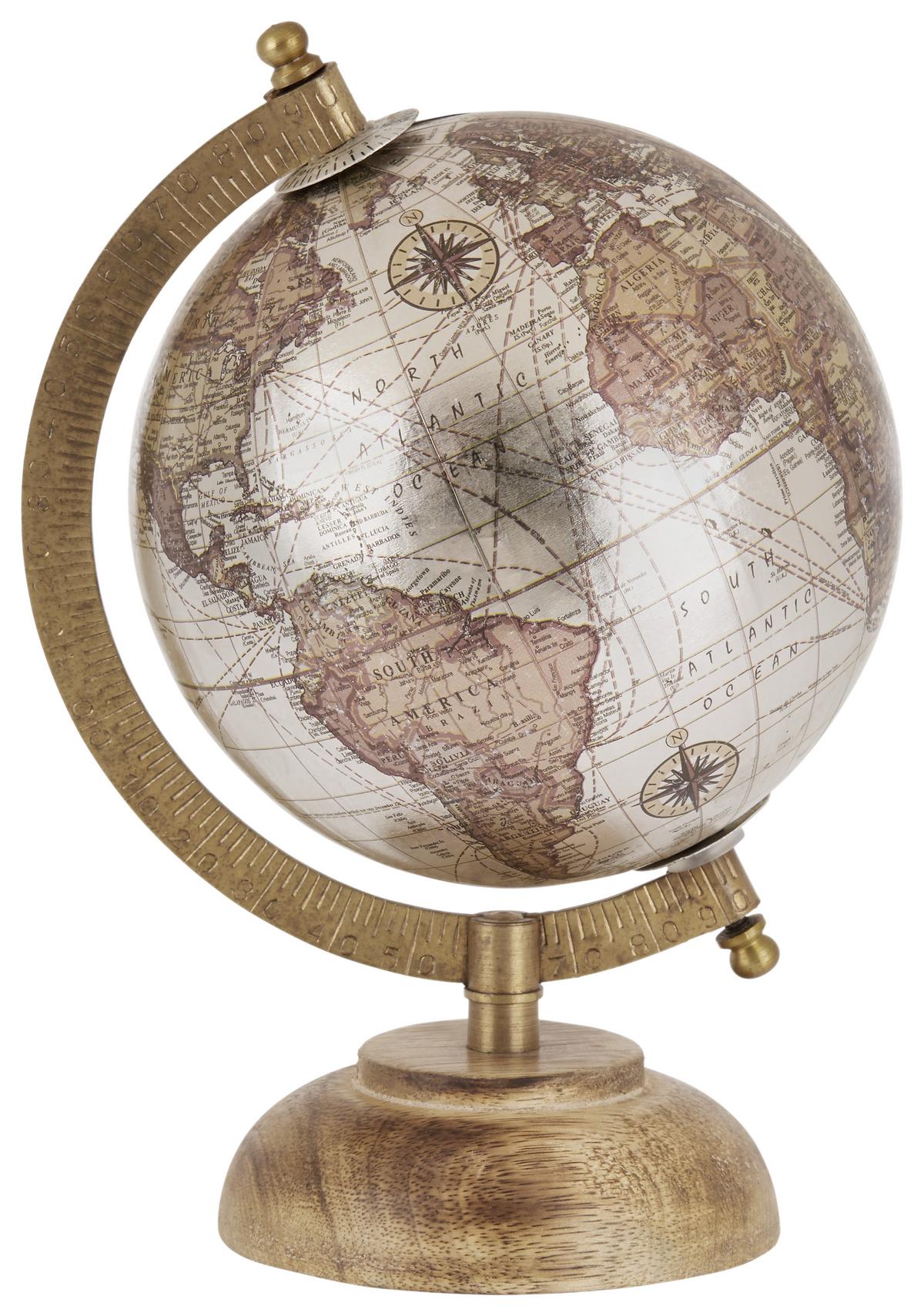 Glob pământesc Columbus - crem/negru, Konventionell, lemn (14/21,5cm) - Modern Living
