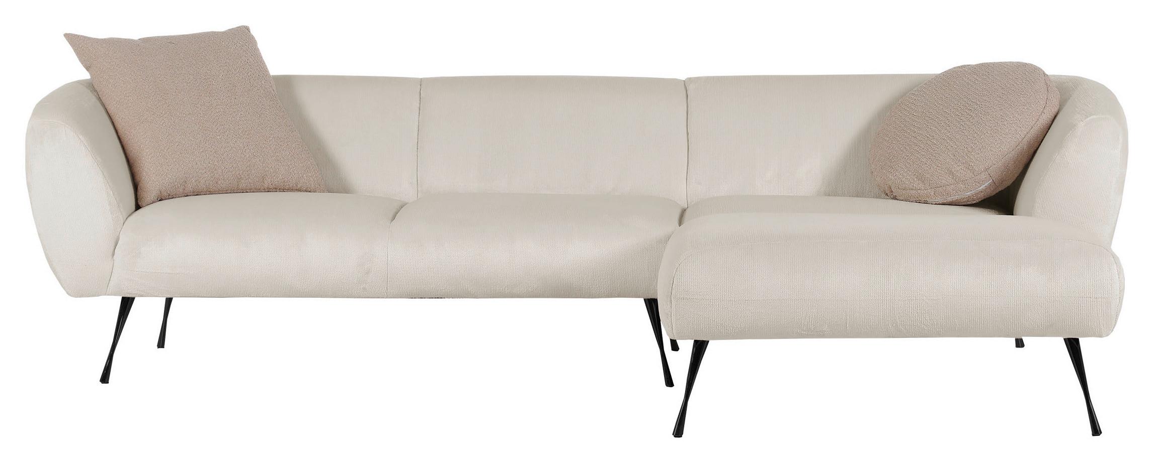 Ecksofa In Beige - Beige/Schwarz, Lifestyle, Textil/Metall (273/74/165cm) - Mömax